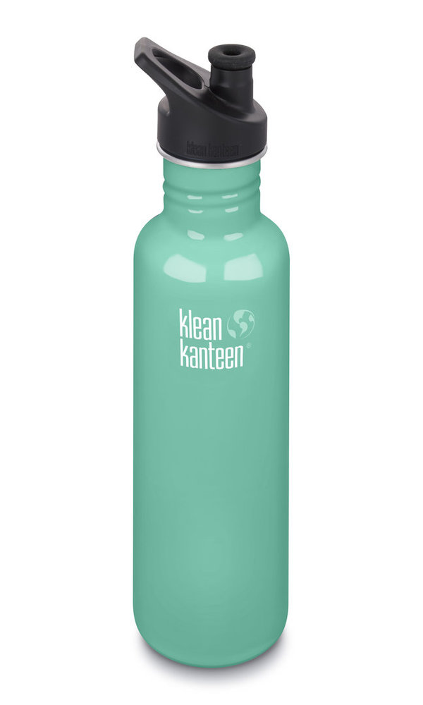 Klean Kanteen Classic Edelstahl Trinkflasche 800 ml mit Sport Cap (mint grün/sea crest)